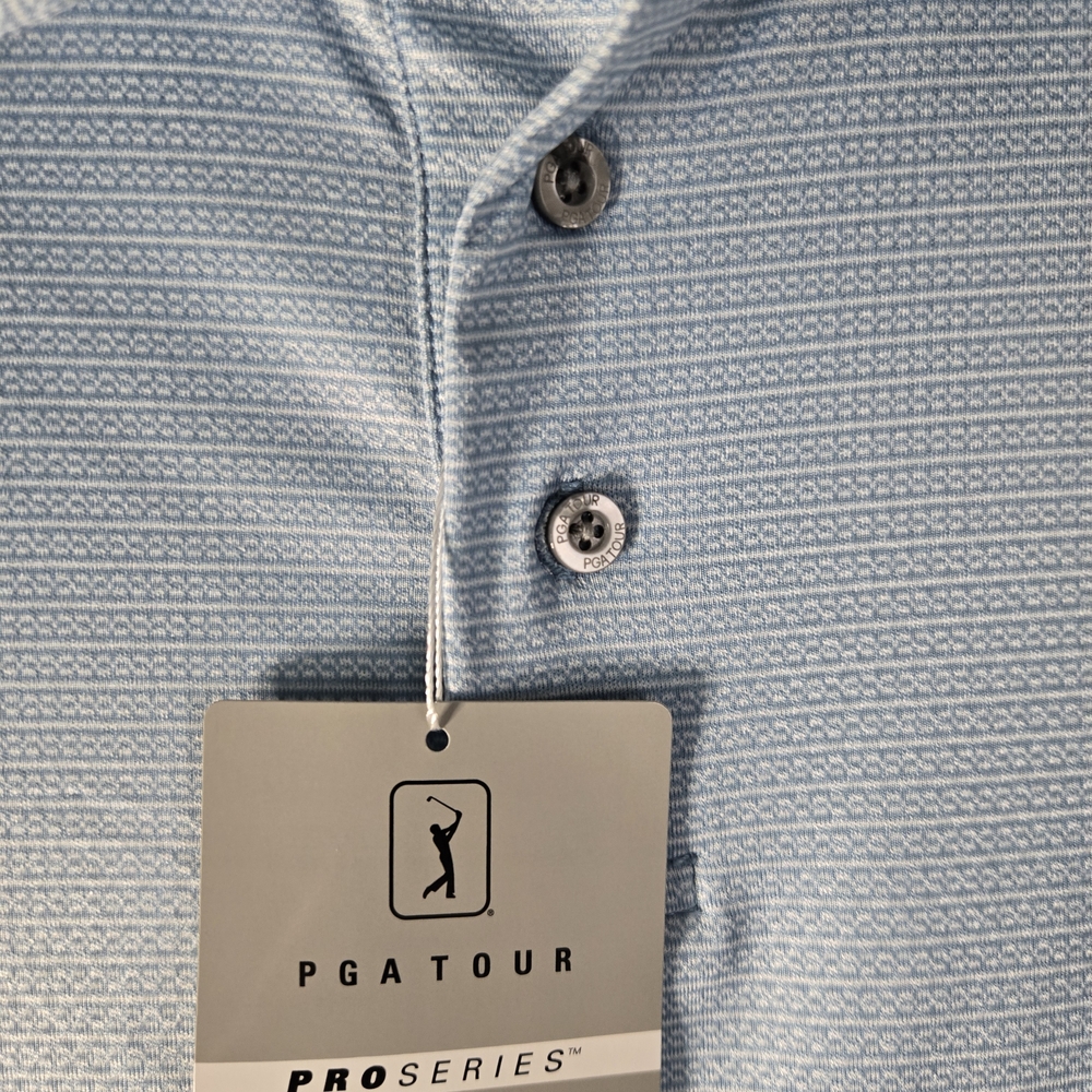 PGA Tour ProSeries Golf Polo Shirt Men Light Blue Performance New with Tags - Picture 3 of 7